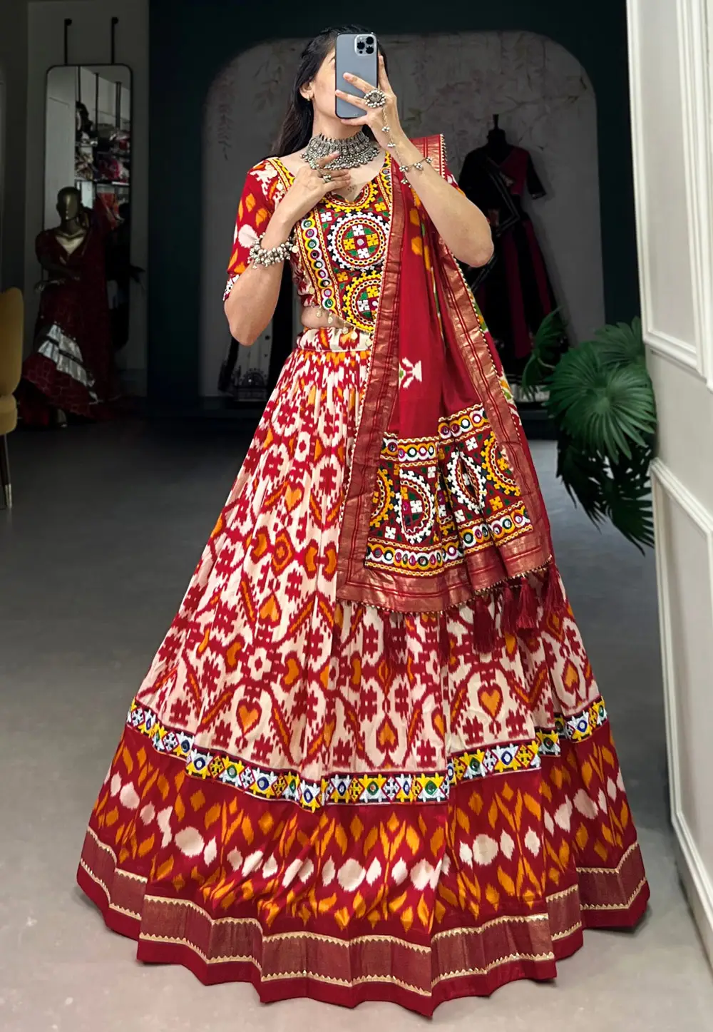 Maroon Tussar Silk Navratri Chaniya Choli 295345