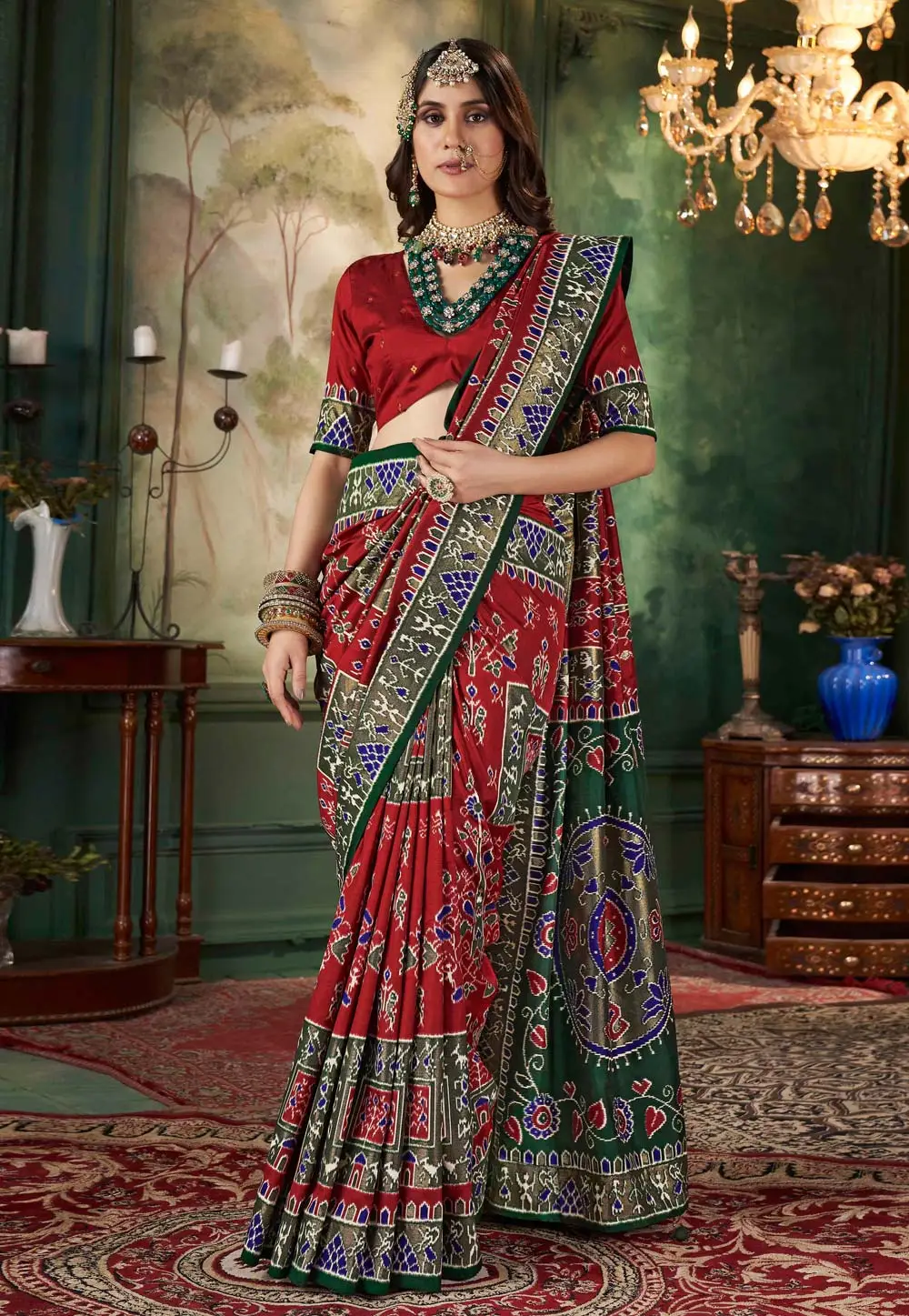 Maroon Tussar Silk Saree With Blouse 296325