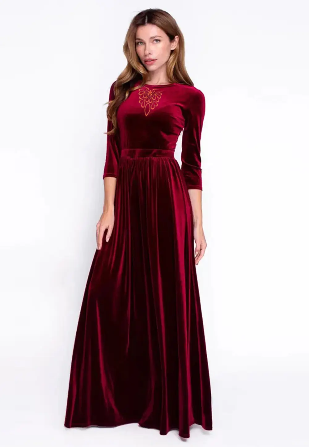 Maroon Velvet Gown 303179