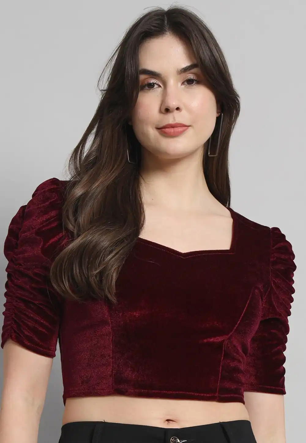 Maroon Velvet Readymade Blouse 293679