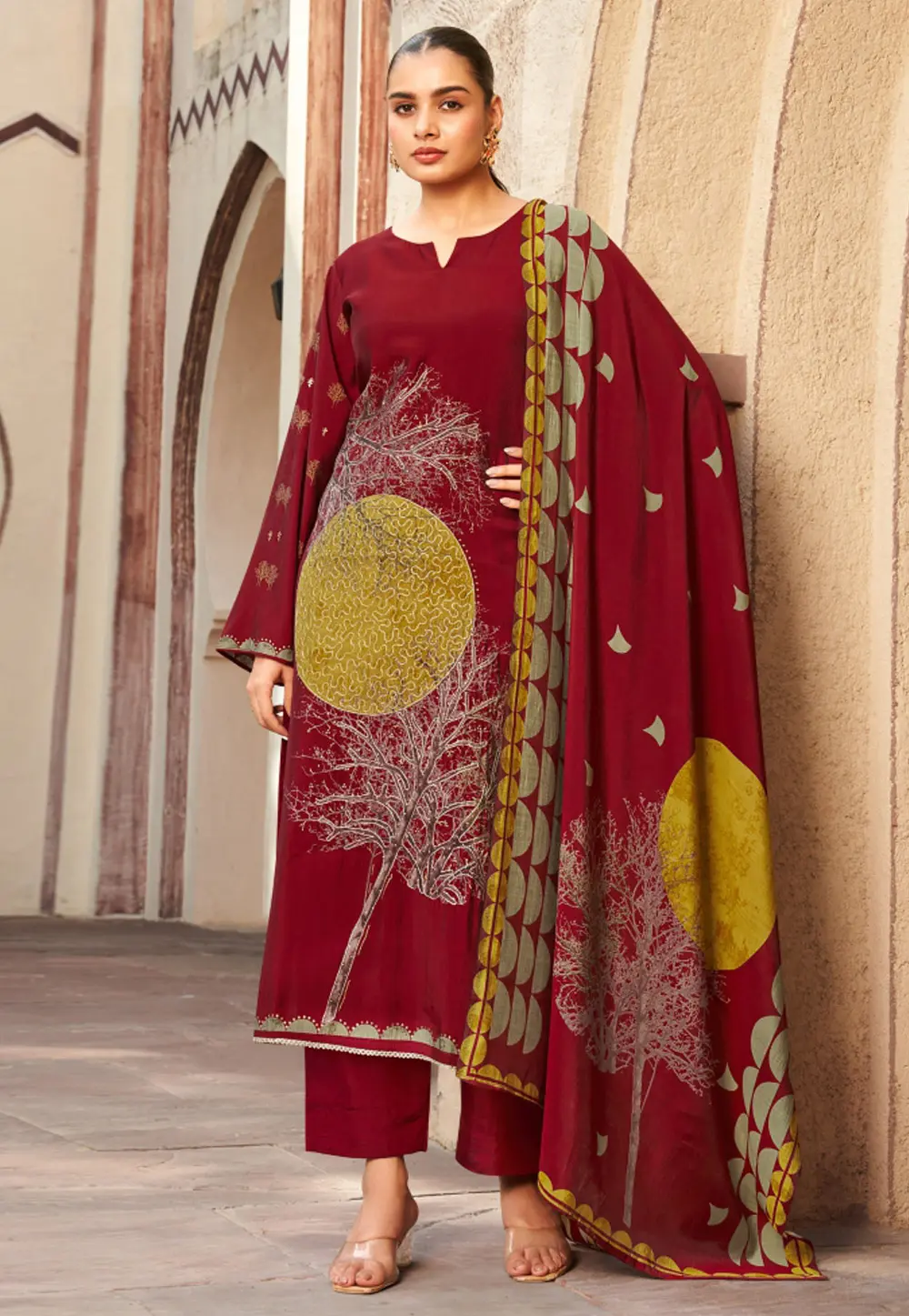 Maroon Viscose Pakistani Suit 302332