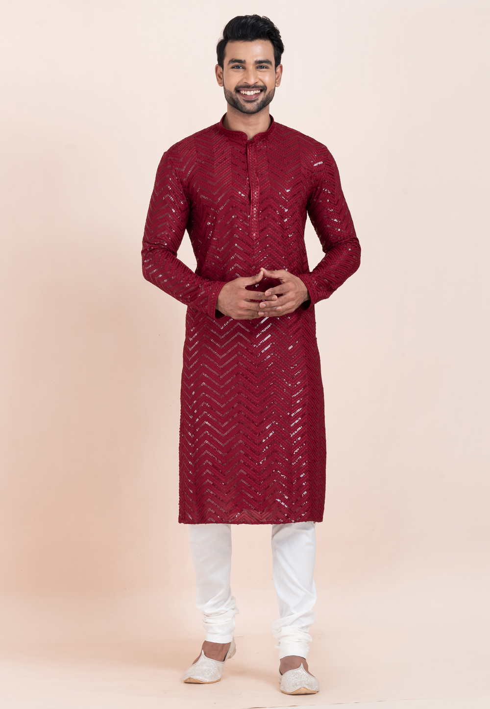 Maroon Viscose Rayon Kurta Pajama 304817