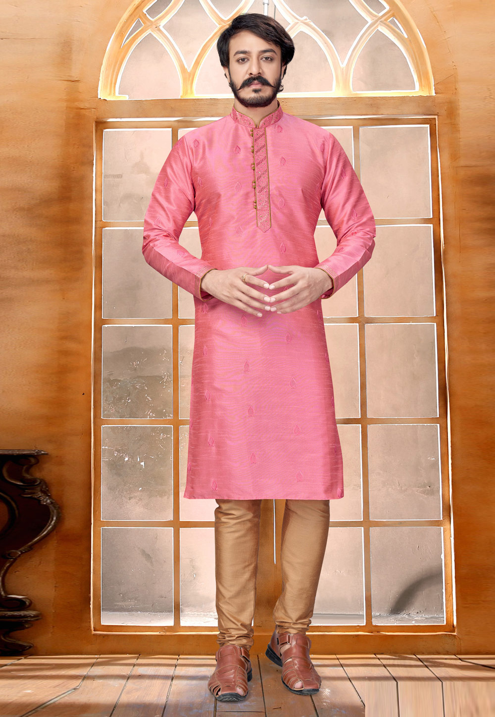 Pink Silk Kurta Pajama 228359