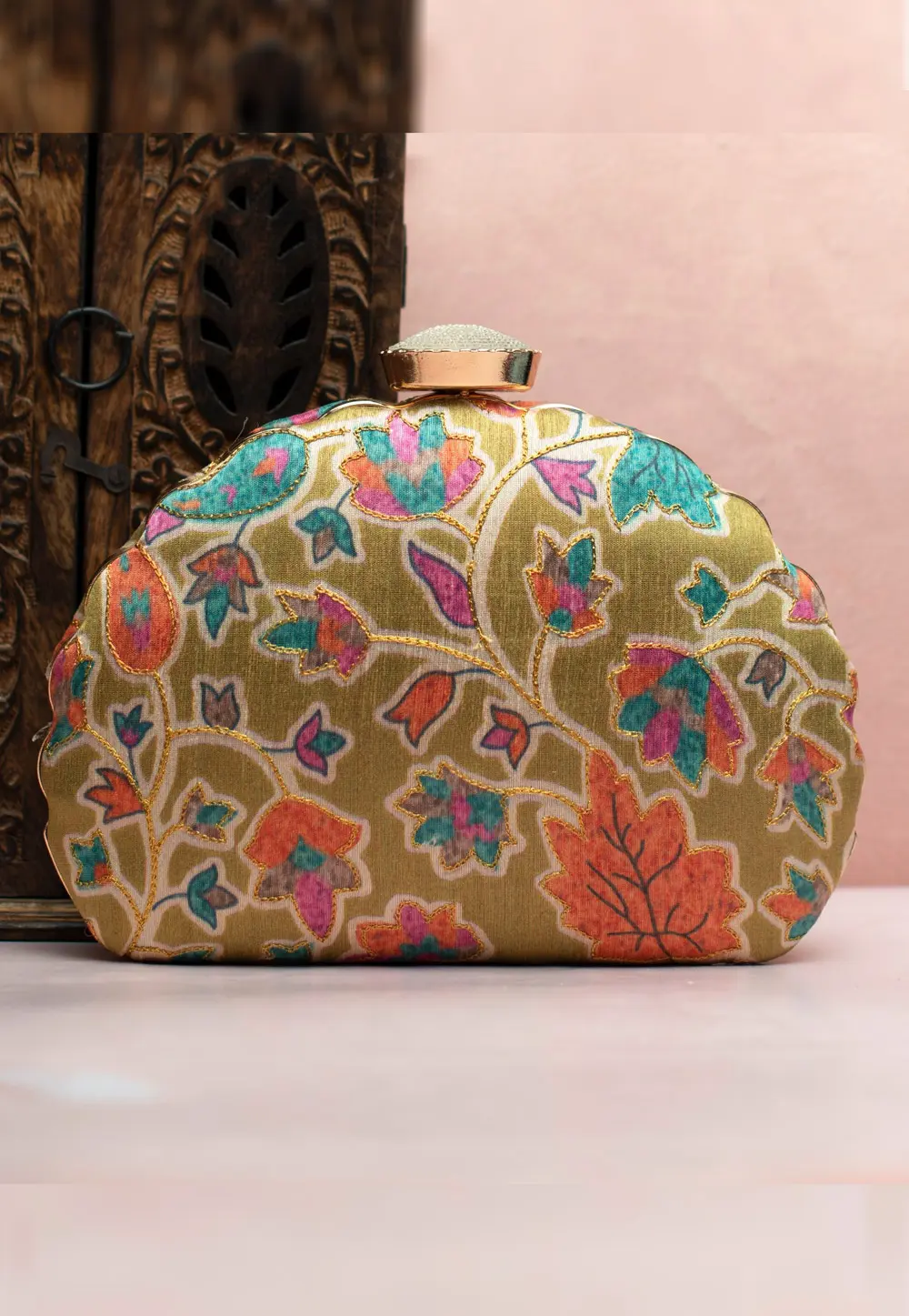 Mehndi Art Silk Clutch 300645