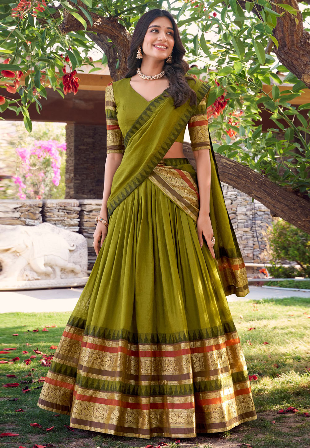 Mehndi Chanderi Lehenga Choli 310487