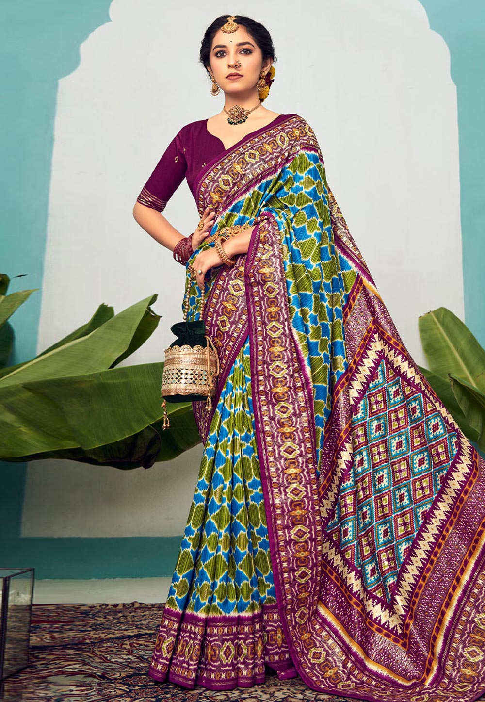 Mehndi Cotton Silk Saree With Blouse 282832