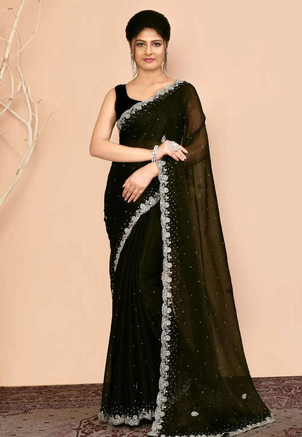 Mehndi Georgette Saree With Blouse 295985