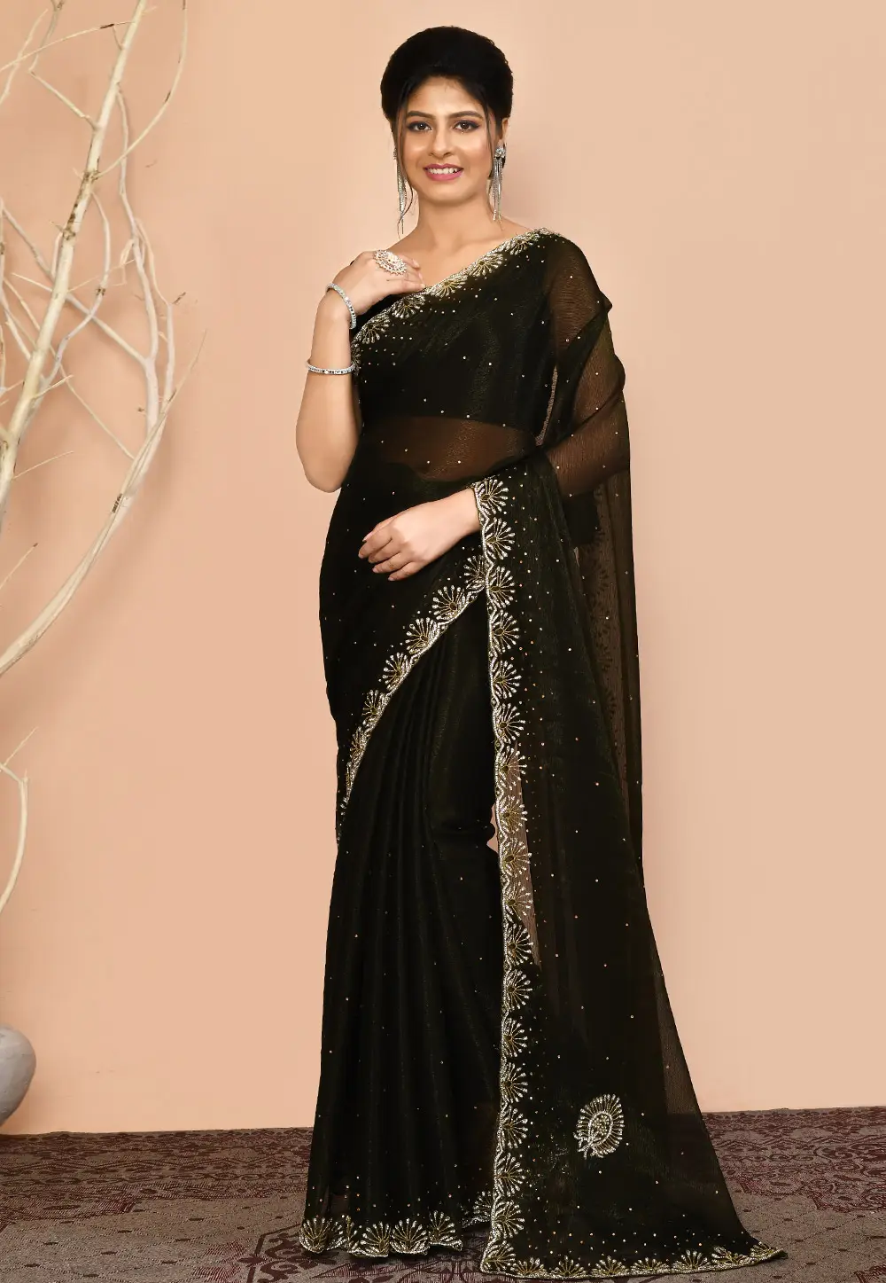 Mehndi Georgette Saree With Blouse 295957