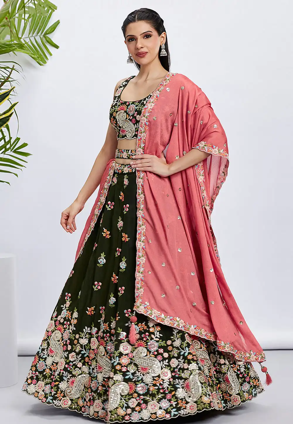 Mehndi Organza Lehenga Choli 291800