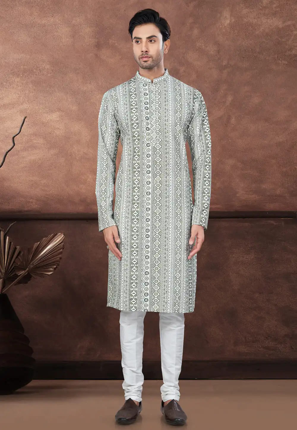 Mehndi Rayon Kurta Pajama 294606