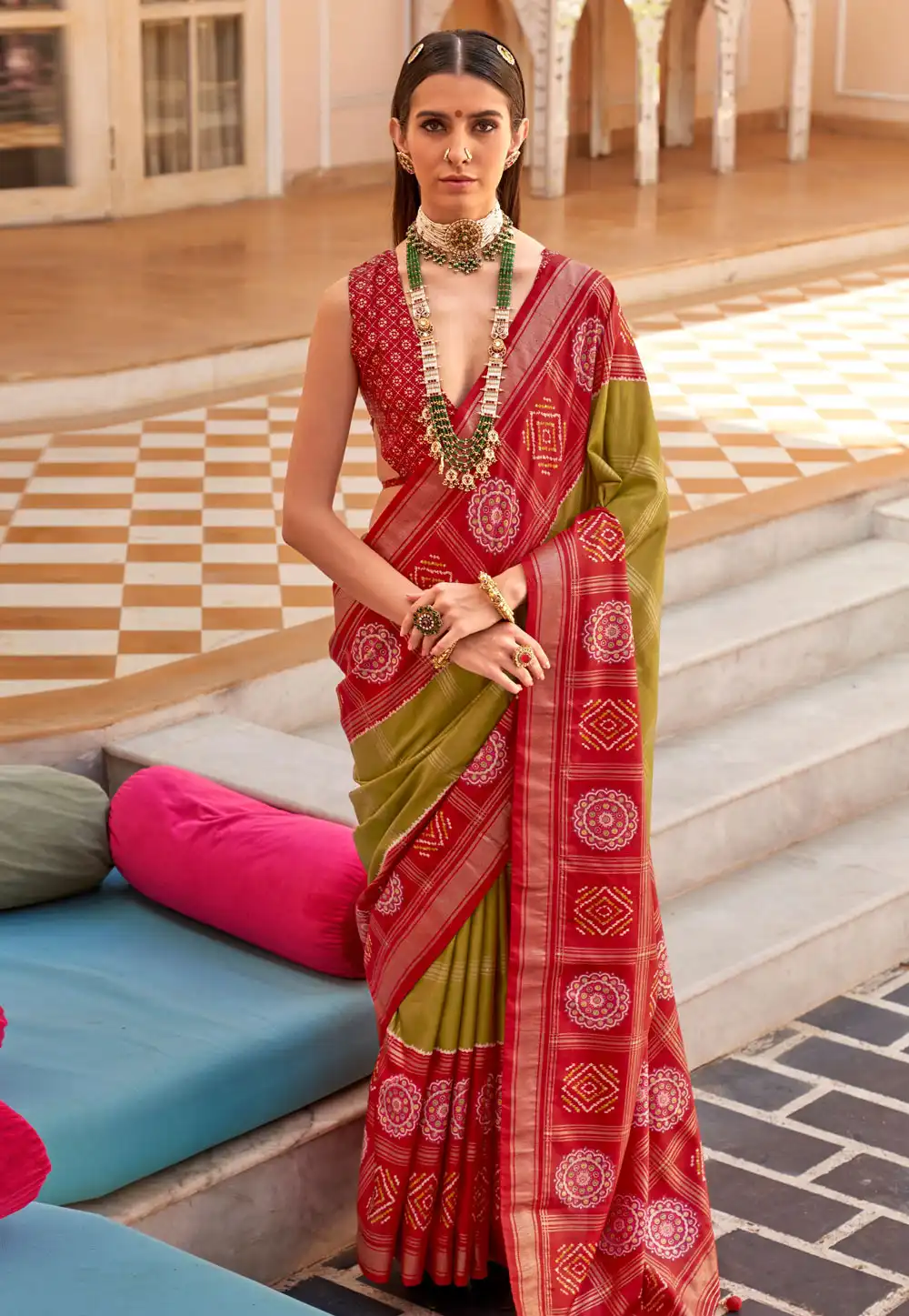 Mehndi Silk Patola Saree 292088