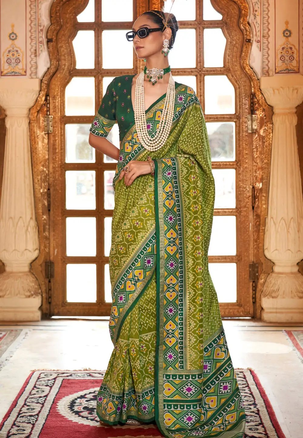 Mehndi Silk Patola Saree 295755