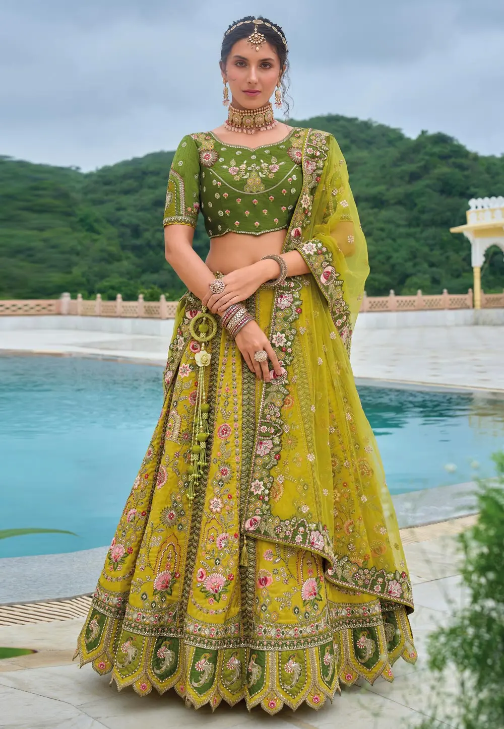 Mehndi Silk Wedding Lehenga Choli 298235