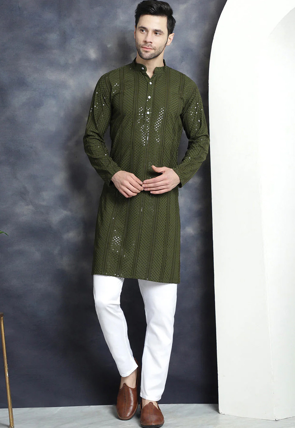 Mehndi Viscose Rayon Kurta Pajama 287486