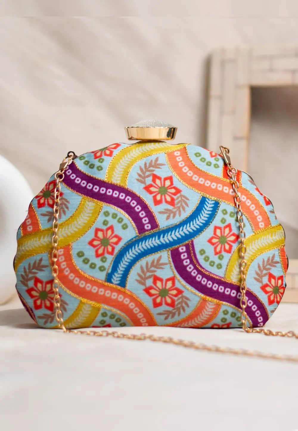 Multicolor Art Silk Clutch 300936