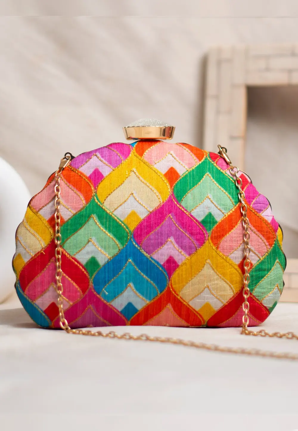 Multicolor Art Silk Clutch 300948