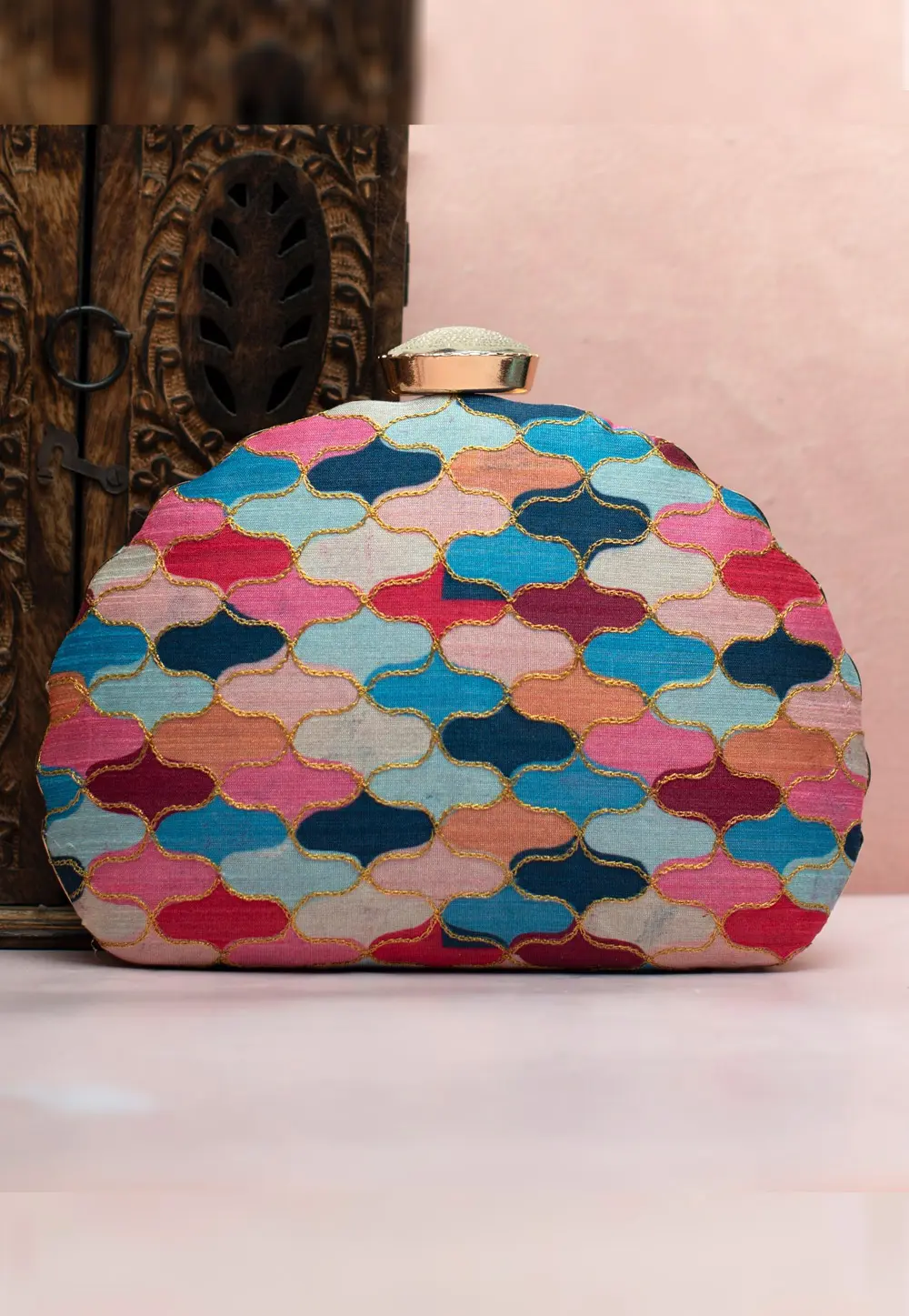 Multicolor Art Silk Clutch 300649