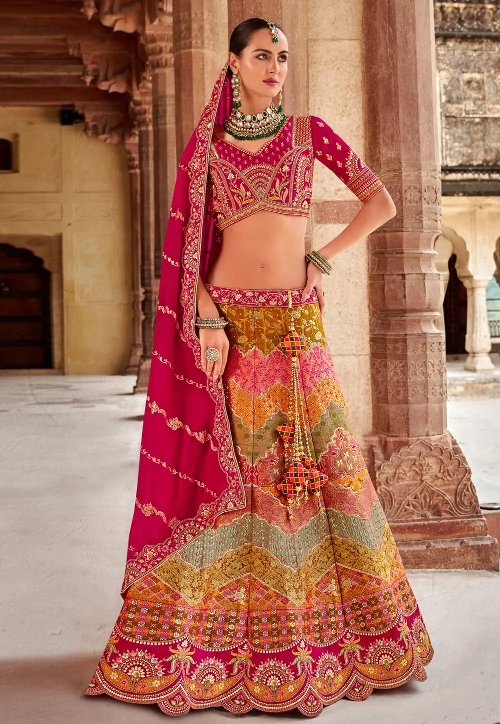 Multicolor Banarasi Silk A Line Lehenga Choli 297275