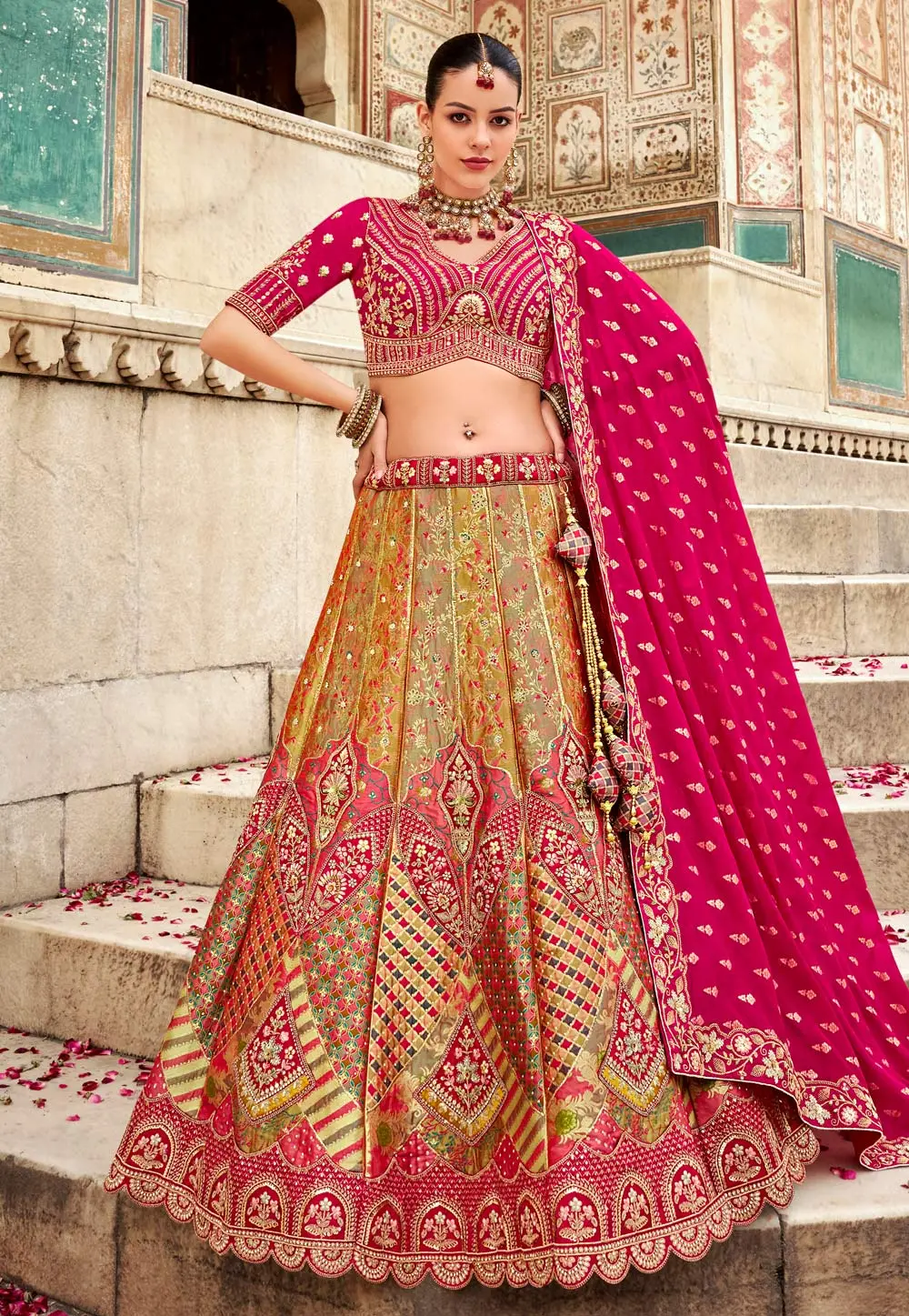 Multicolor Banarasi Silk Circular Lehenga Choli 297273