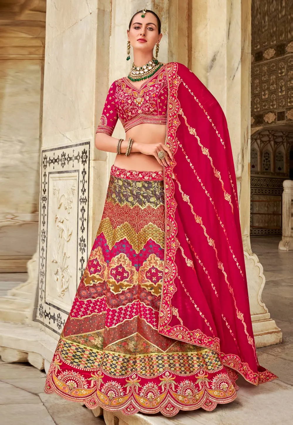 Multicolor Banarasi Silk Lehenga Choli 297276