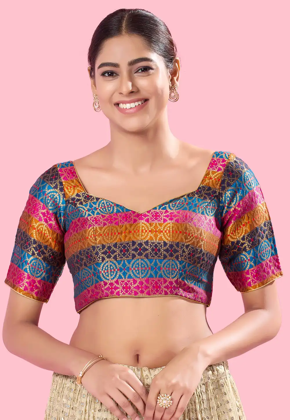 Multicolor Brocade Readymade Blouse 288422