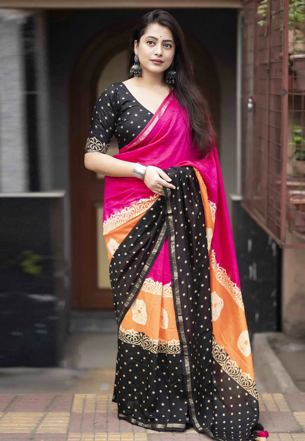 Multicolor Chanderi Saree With Blouse 303150