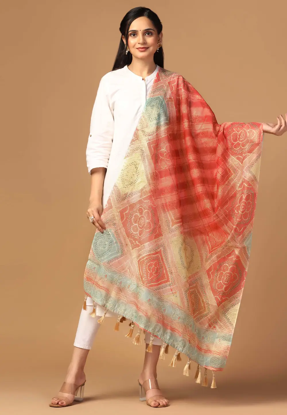 Multicolor Chanderi Silk Dupatta 295818