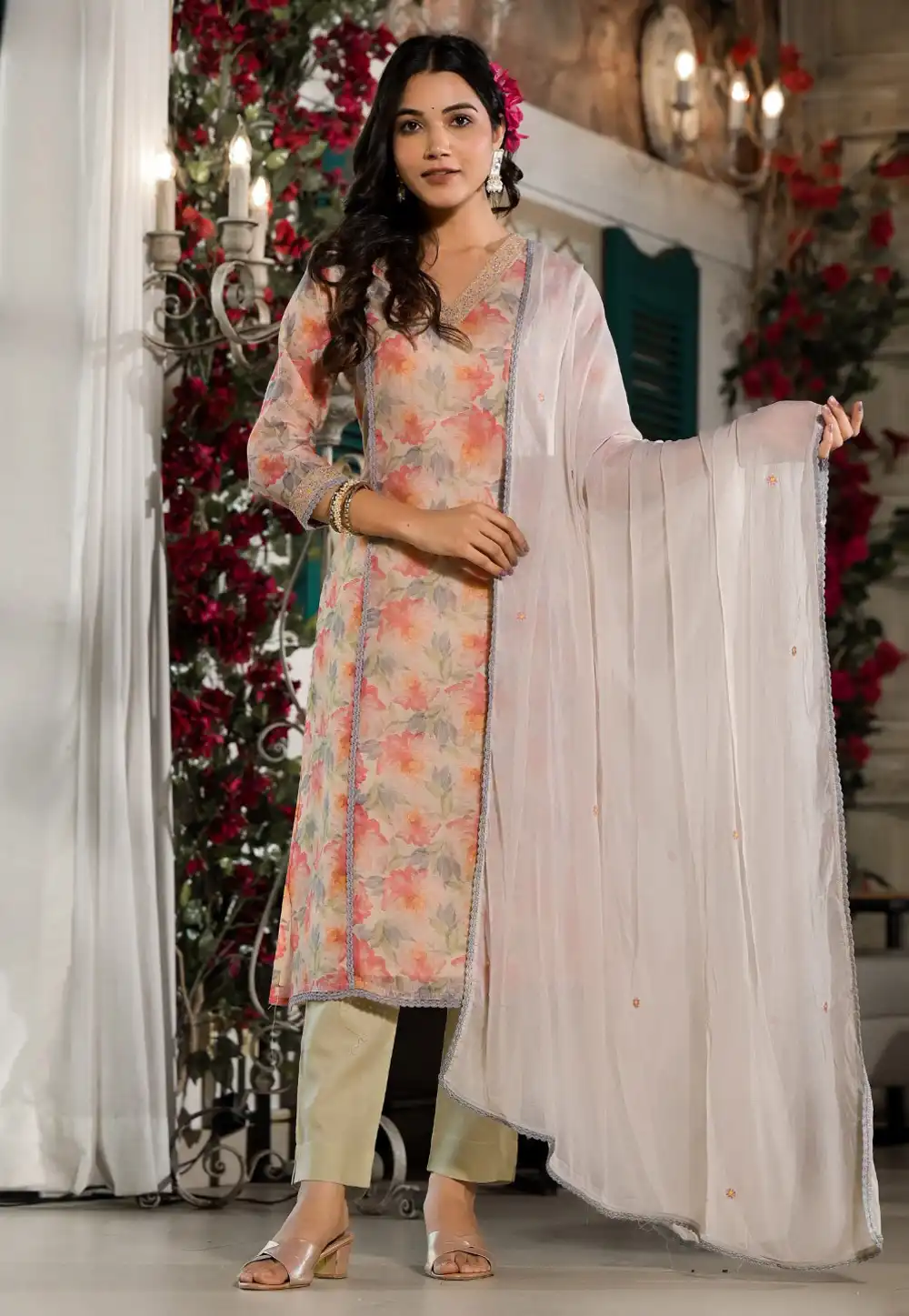 Multicolor Chanderi Silk Readymade Pakistani Suit 291108