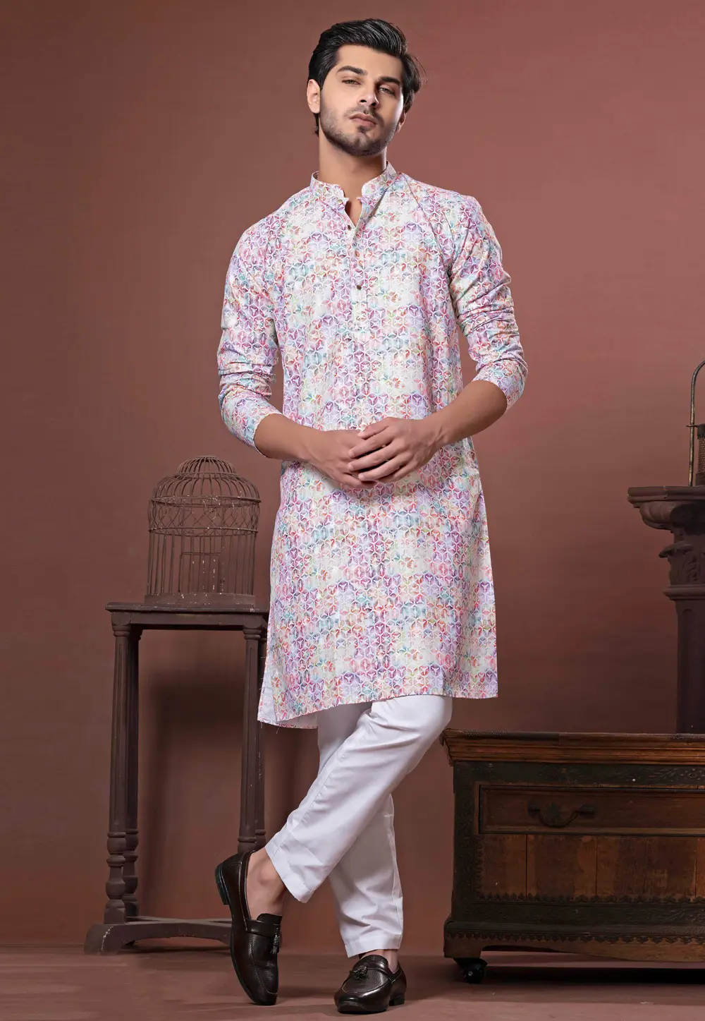 Multicolor Cotton Kurta Pajama 302105