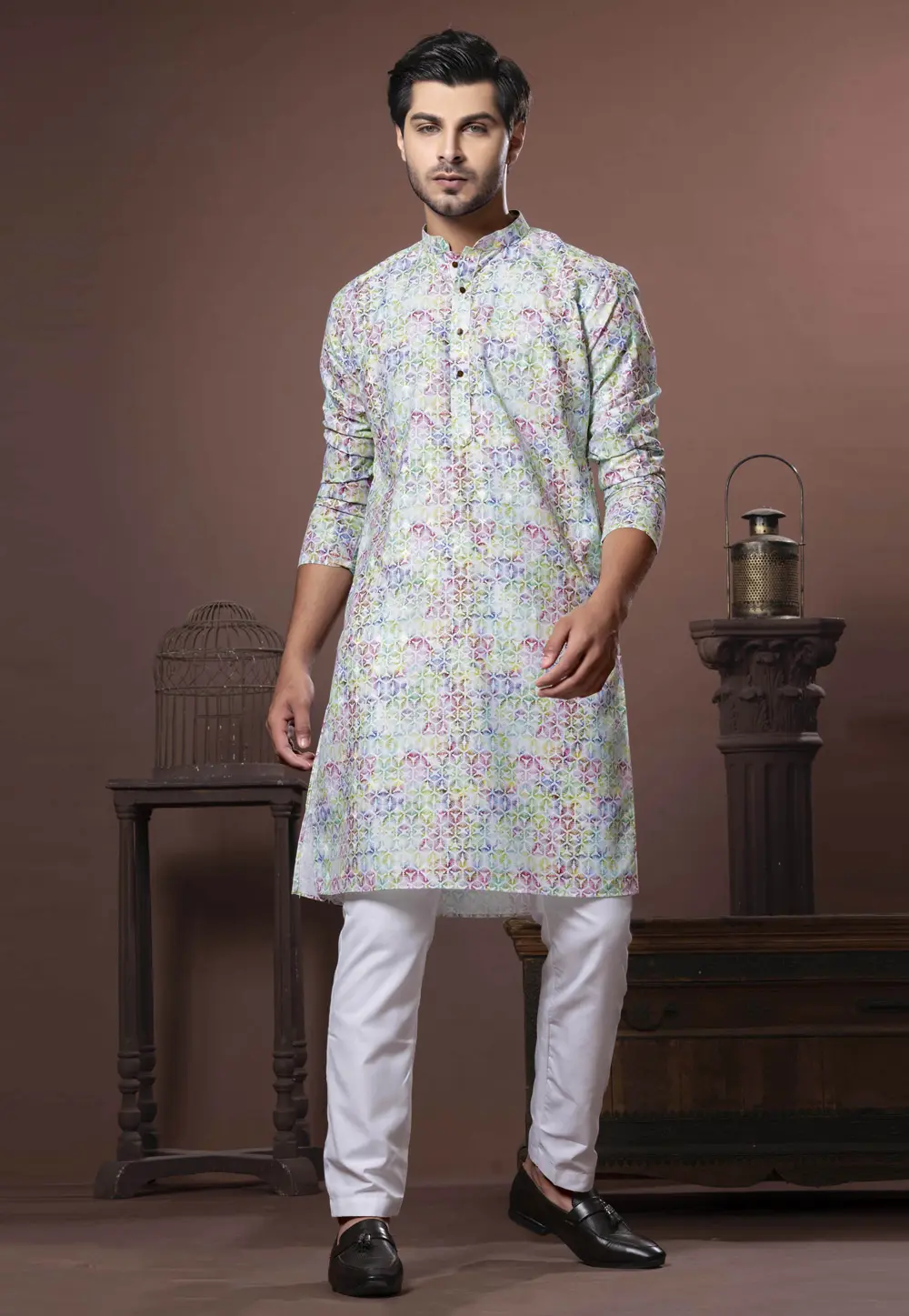 Multicolor Cotton Kurta Pajama 302109