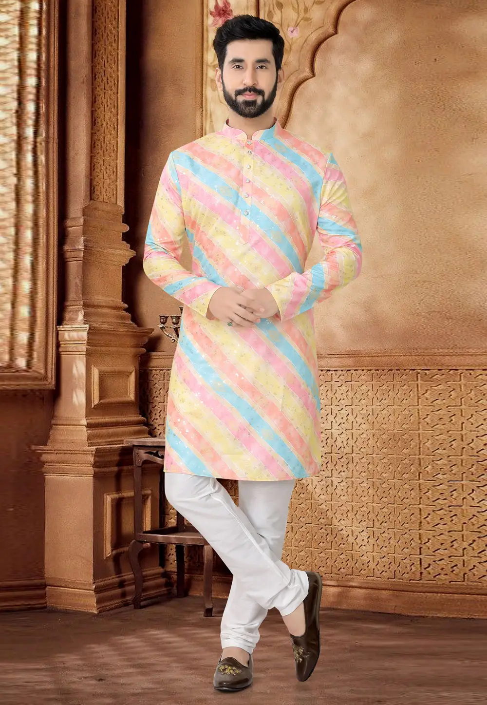 Multicolor Cotton Kurta Pajama 296918