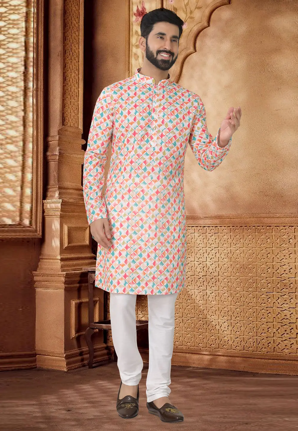 Multicolor Cotton Kurta Pajama 296933