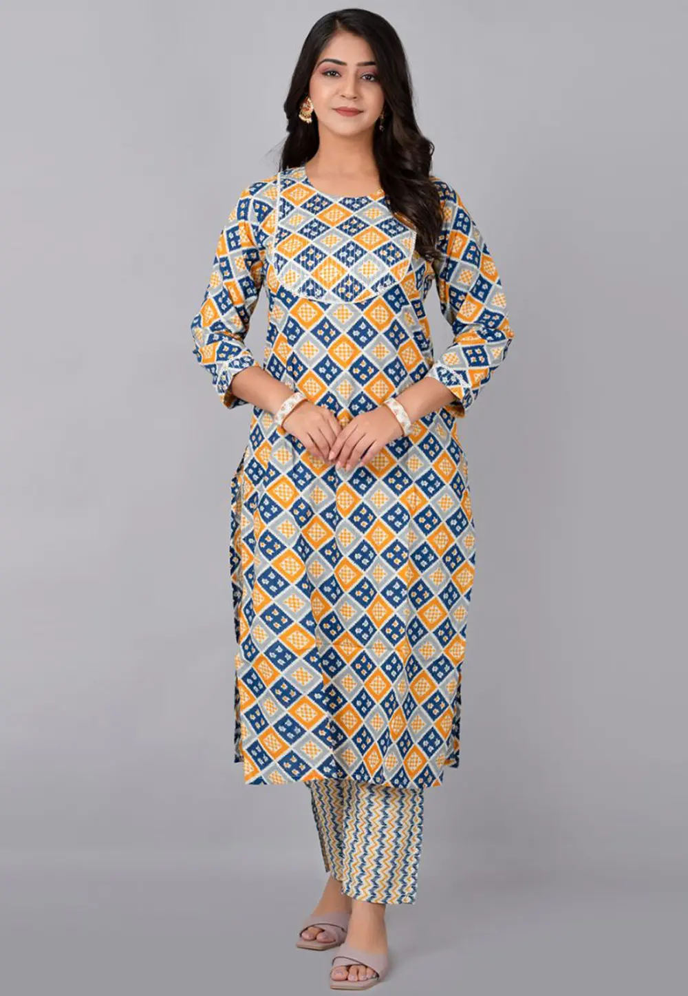 Multicolor Cotton Kurta Set With Pent 302760