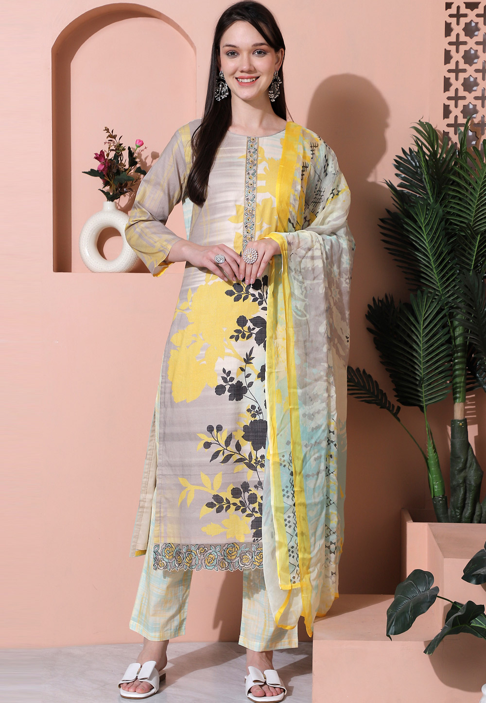 Multicolor Cotton Pakistani Suit 310086