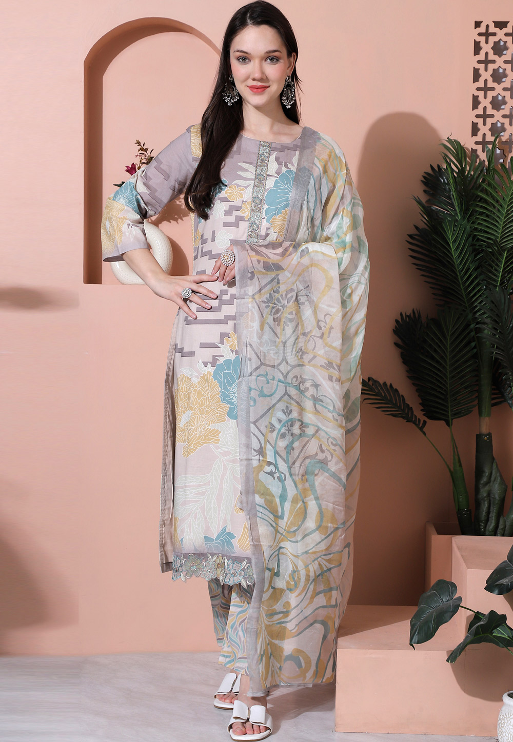 Multicolor Cotton Pakistani Suit 310088
