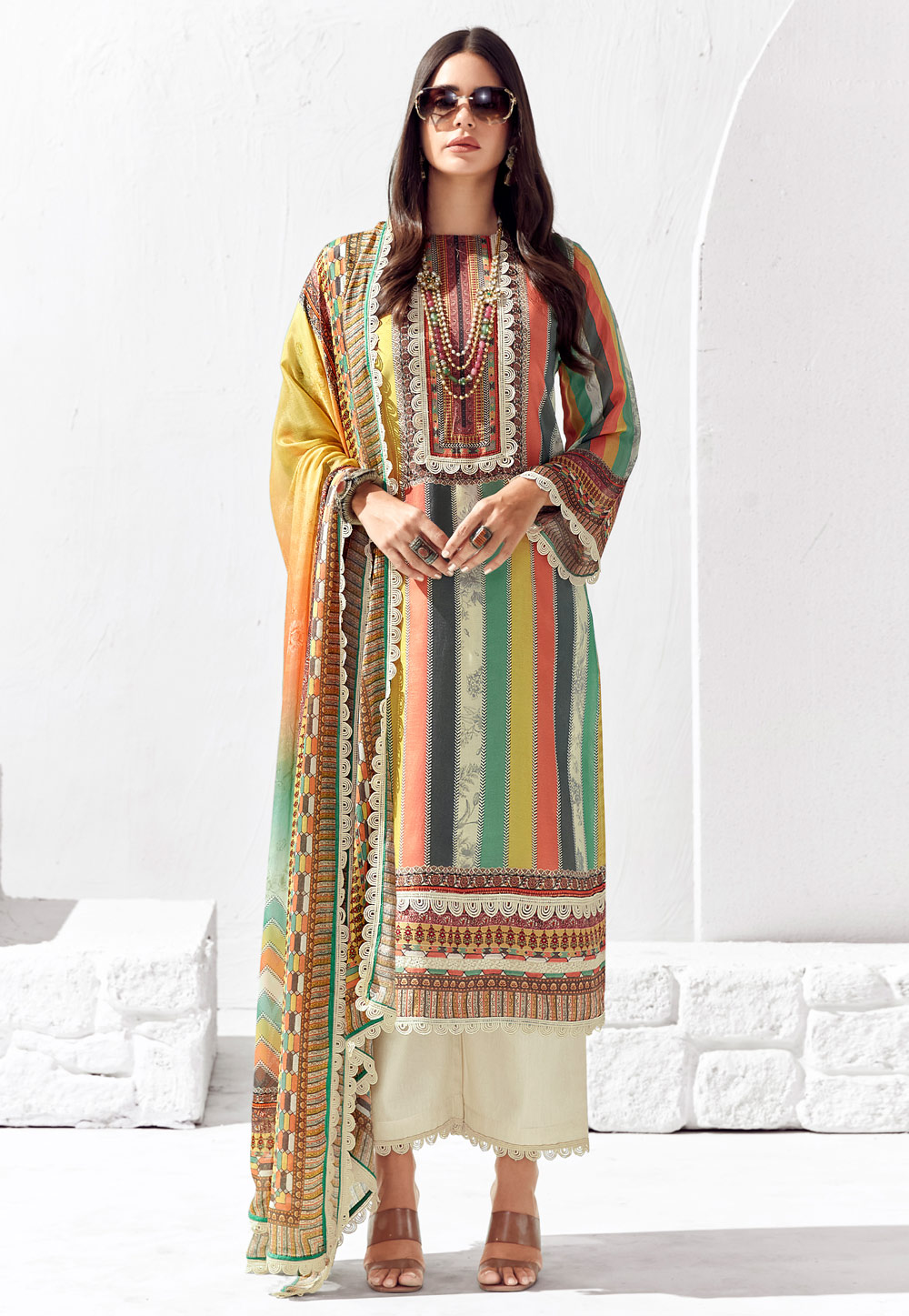 Multicolor Cotton Pakistani Suit 285701