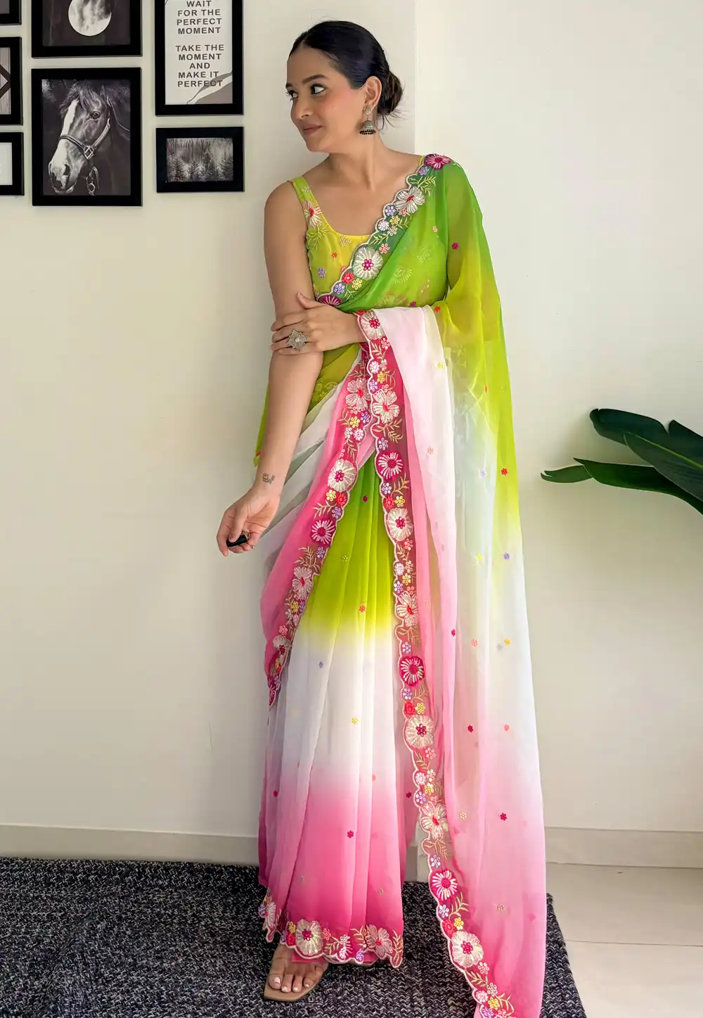 Multicolor Faux Georgette Saree With Blouse 294766