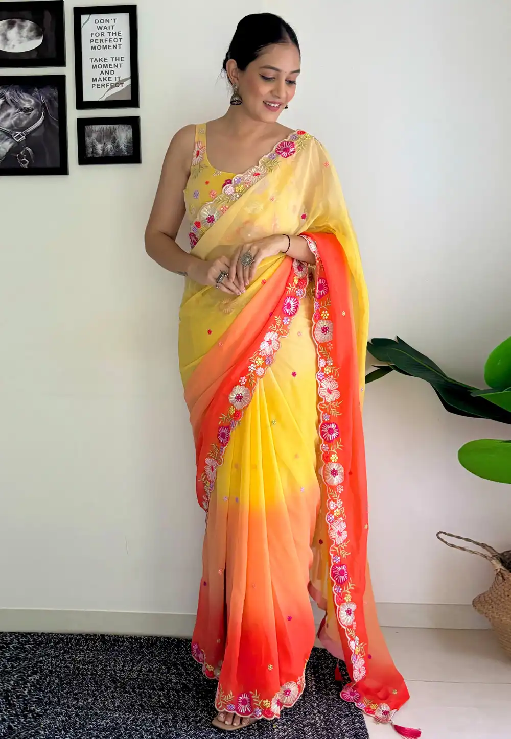 Multicolor Faux Georgette Saree With Blouse 294768