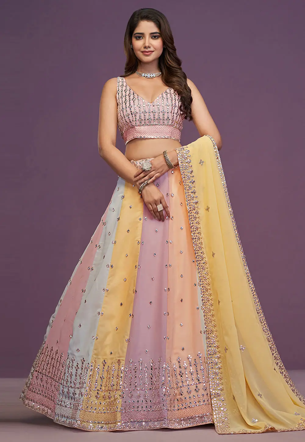 Multicolor Georgette Lehenga Choli 296457