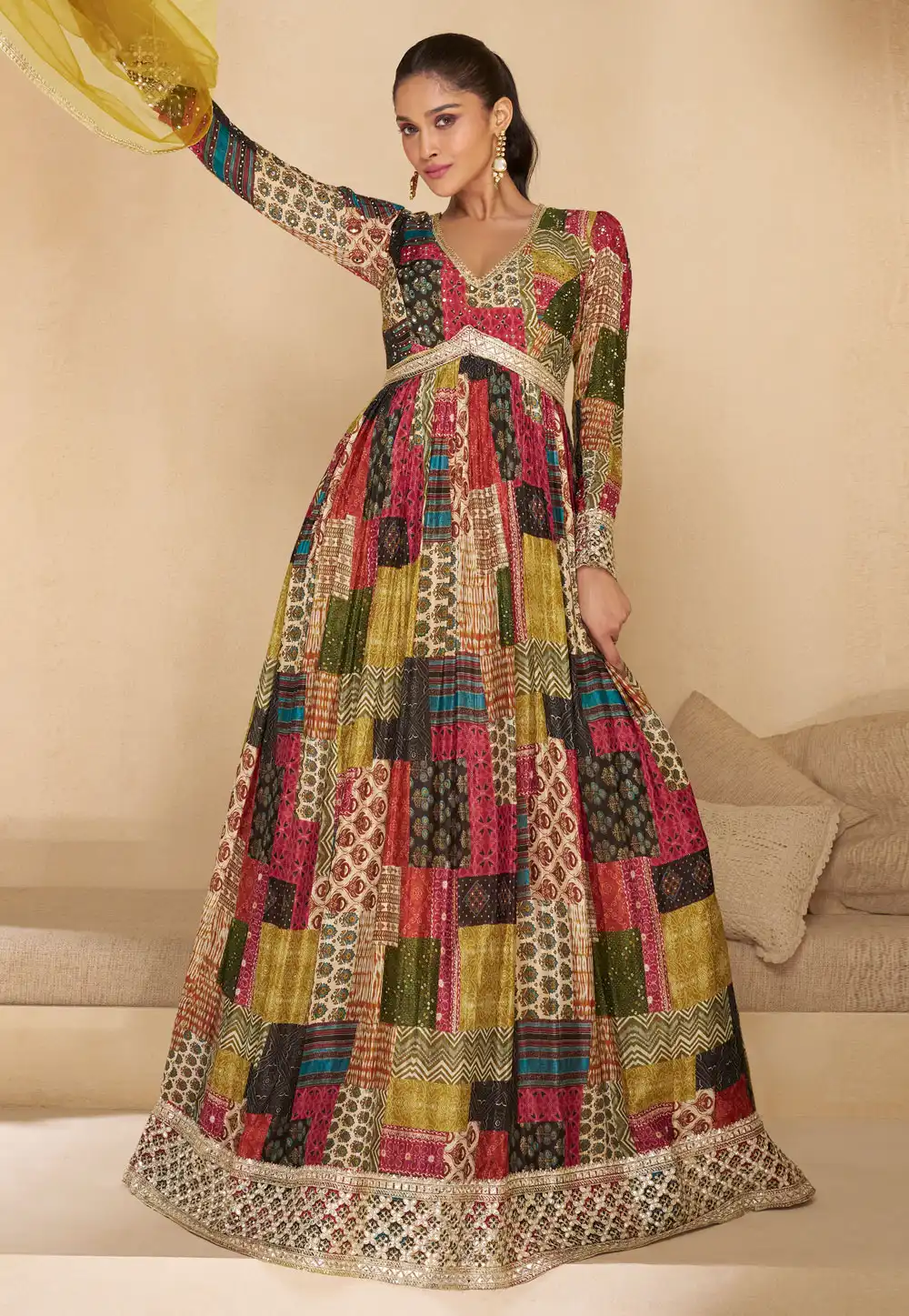 Multicolor Georgette Long Anarkali Suit 290803