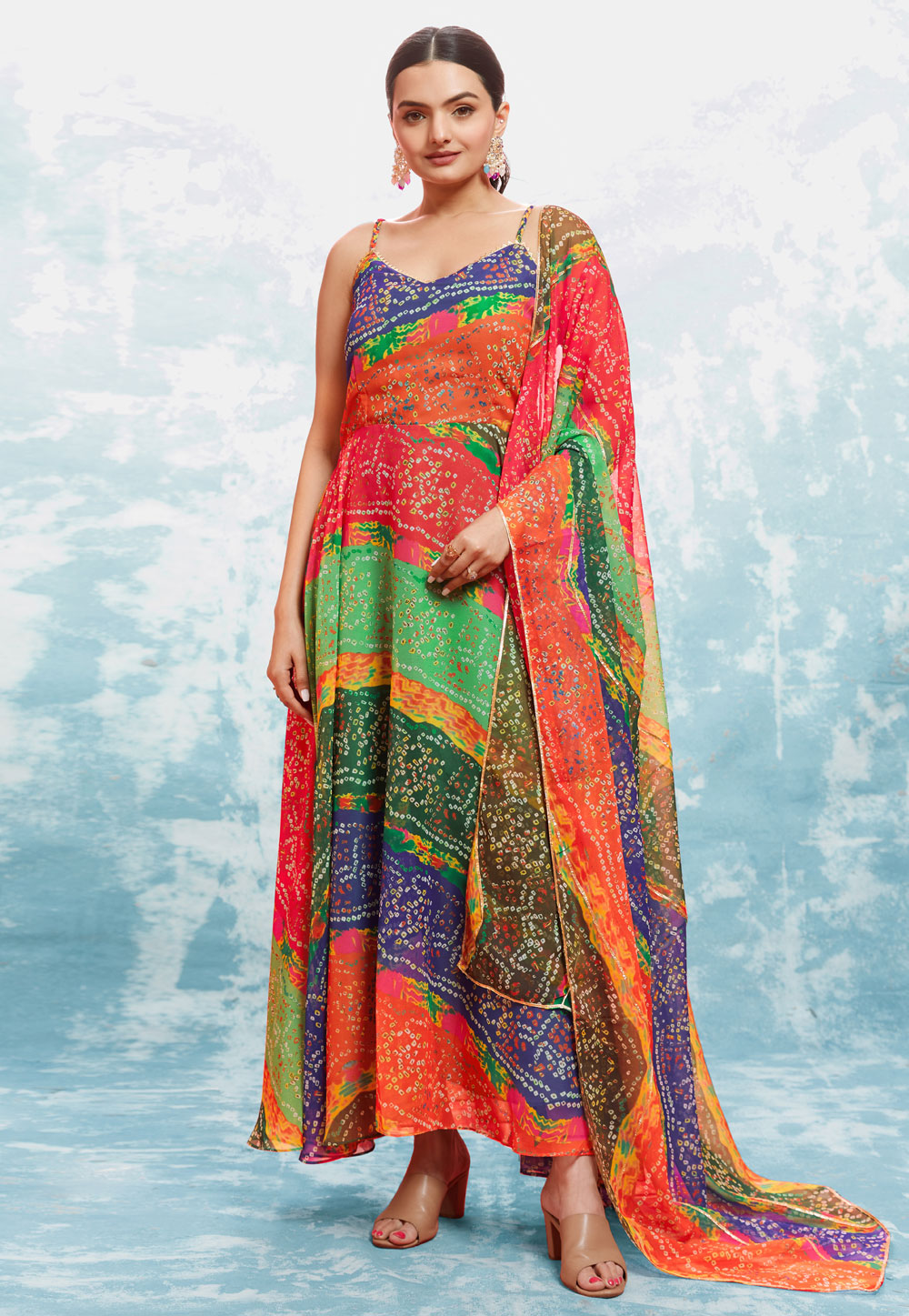 Multicolor Georgette Readymade Long Anarkali Suit 287391