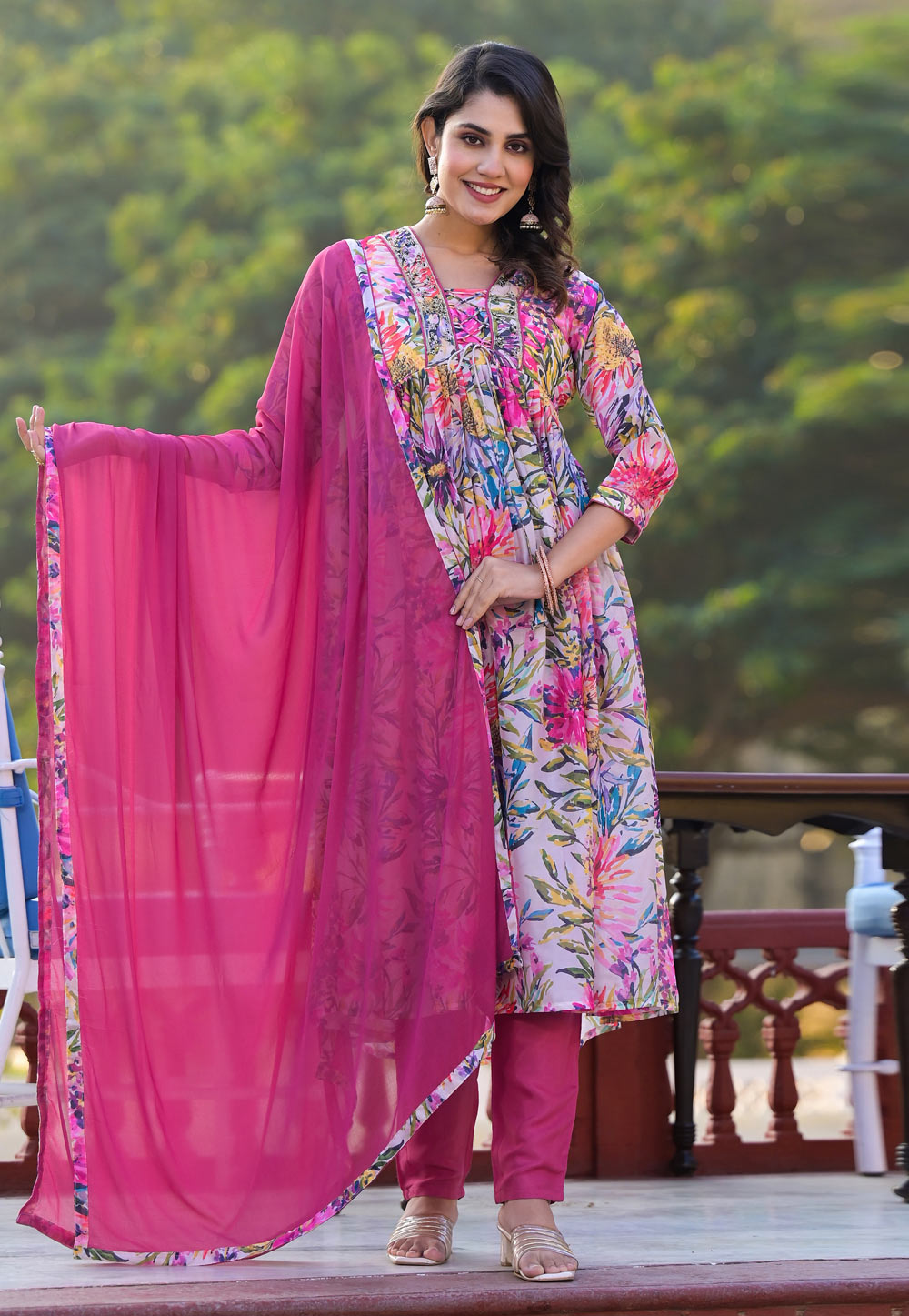 Multicolor Georgette Readymade Pakistani Suit 280589