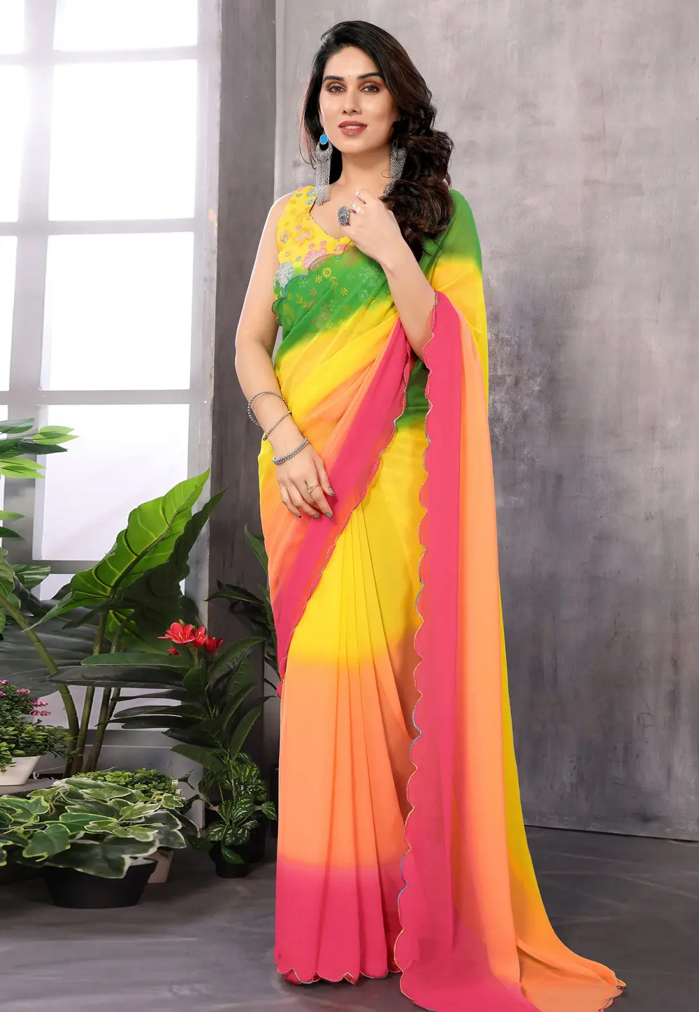 Multicolor Georgette Saree With Blouse 297221