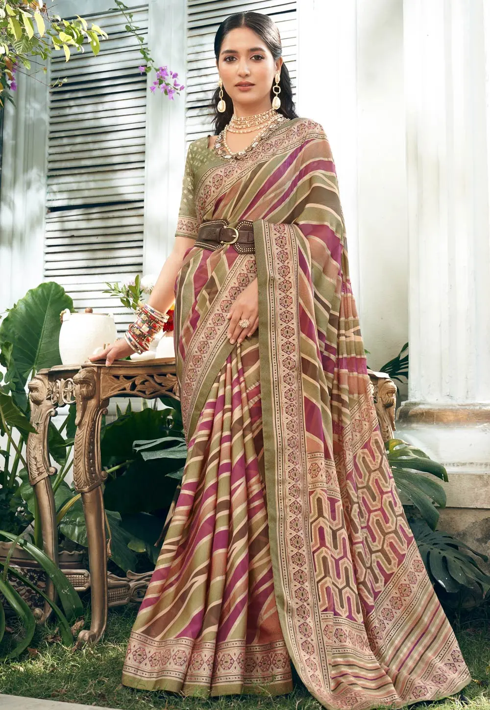 Multicolor Georgette Saree With Blouse 302831