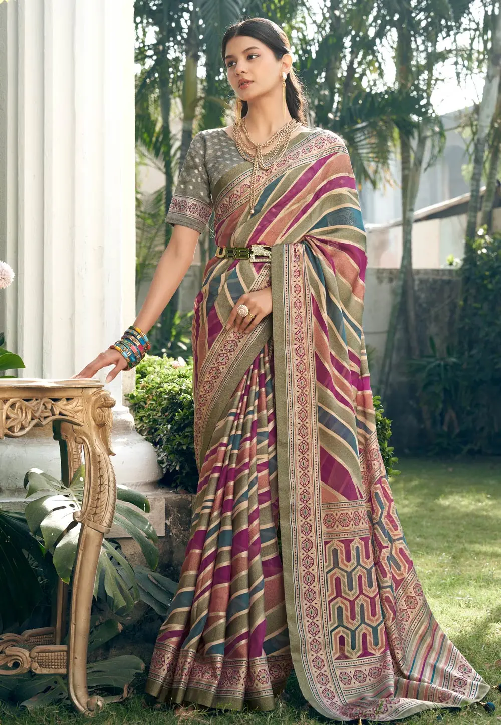 Multicolor Georgette Saree With Blouse 302833