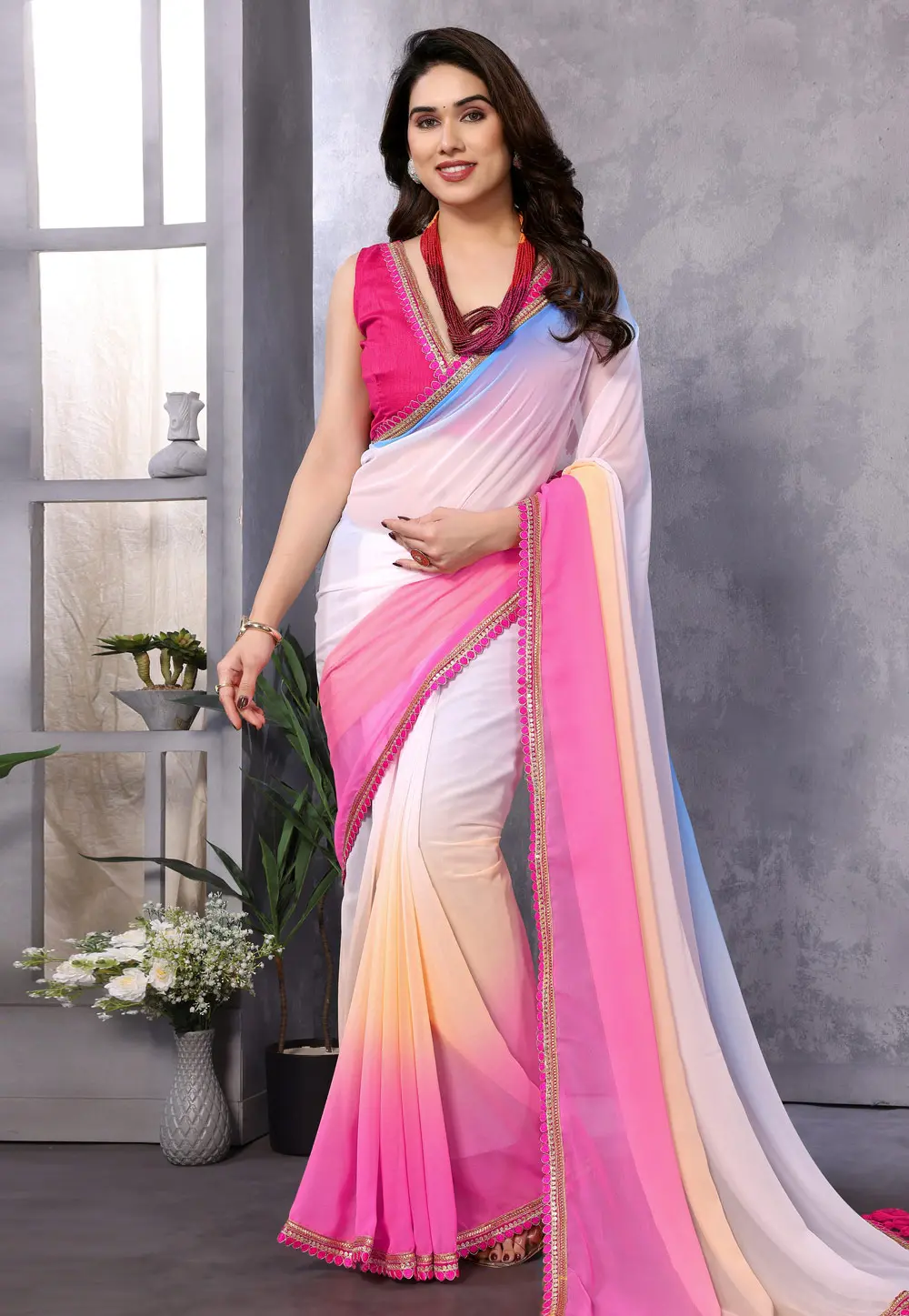 Multicolor Georgette Saree With Blouse 301985