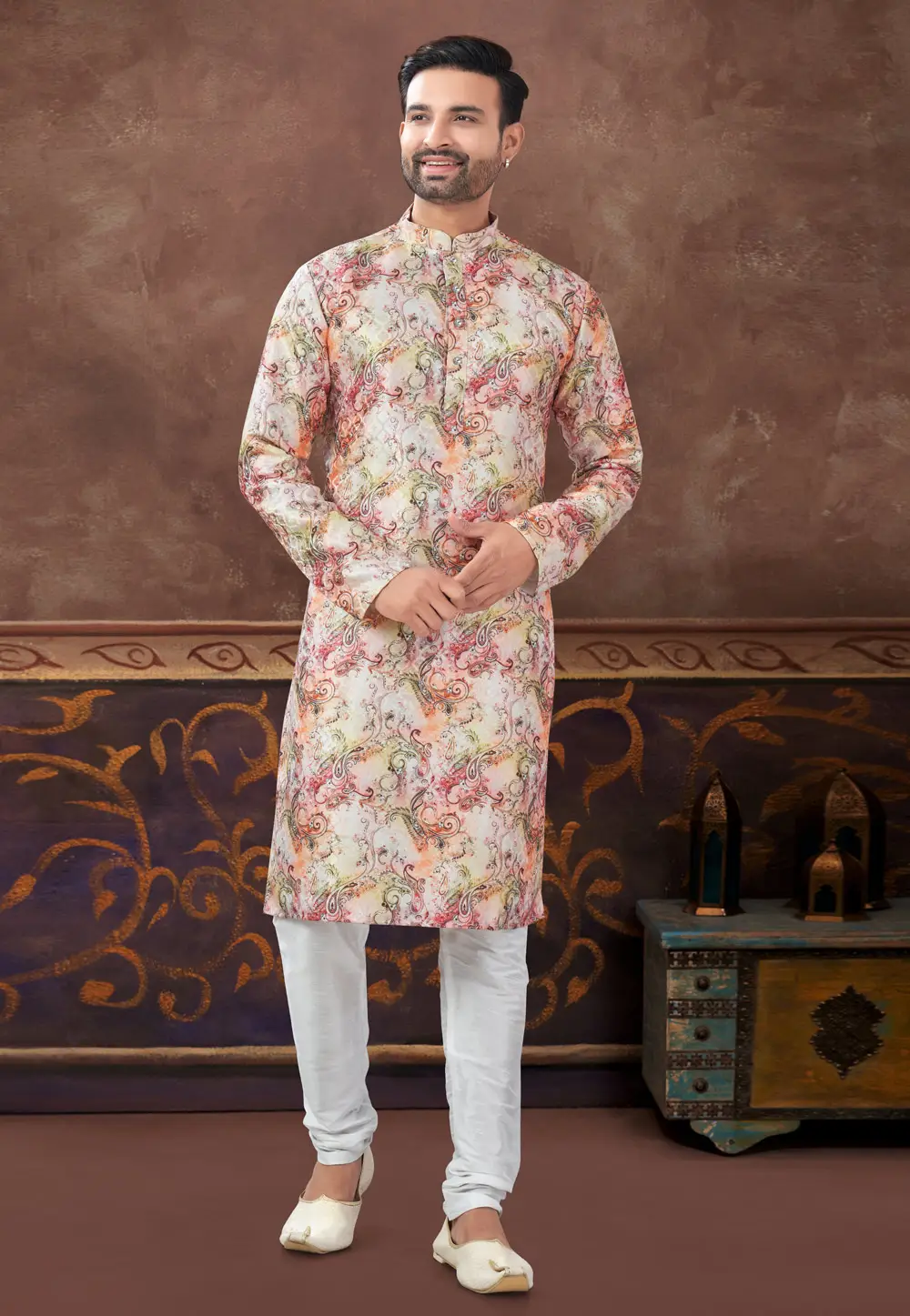 Multicolor Jacquard Kurta Pajama 296891