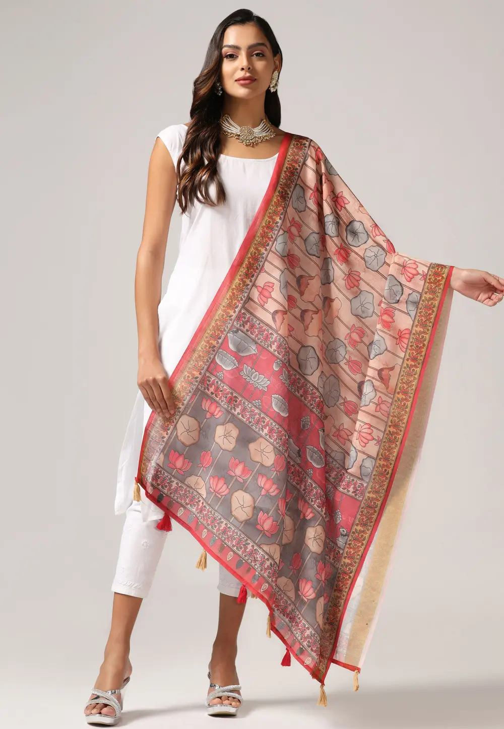 Multicolor Linen Dupatta 303717