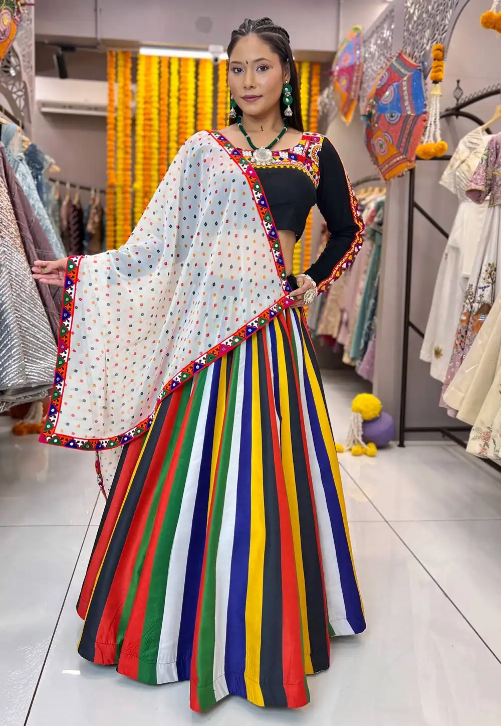 Multicolor Muslin Navratri Chaniya Choli 291425