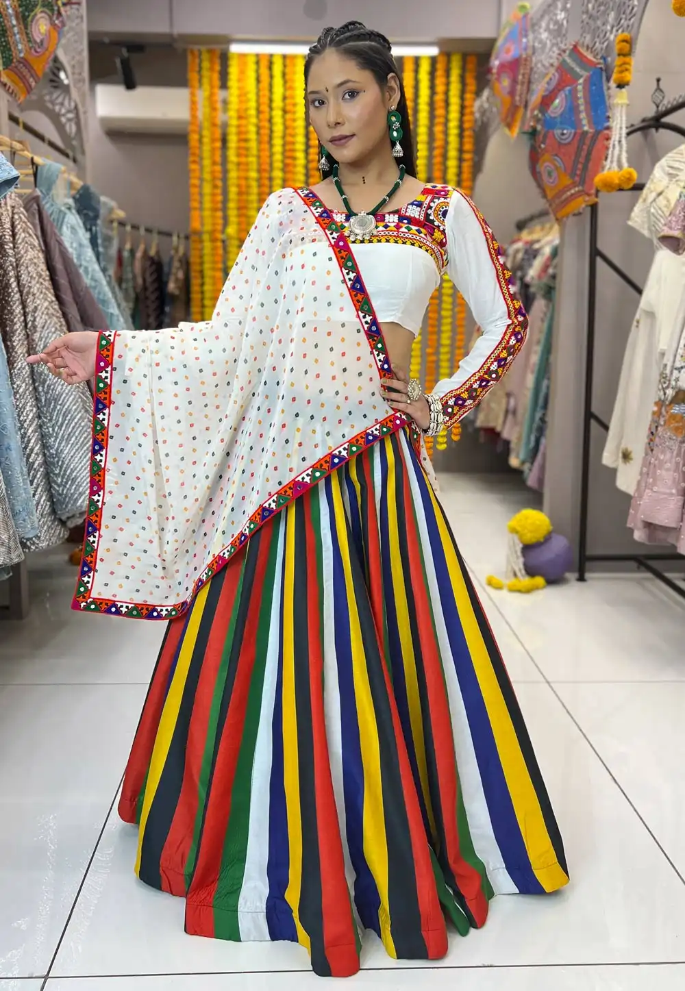 Multicolor Muslin Navratri Chaniya Choli 291426